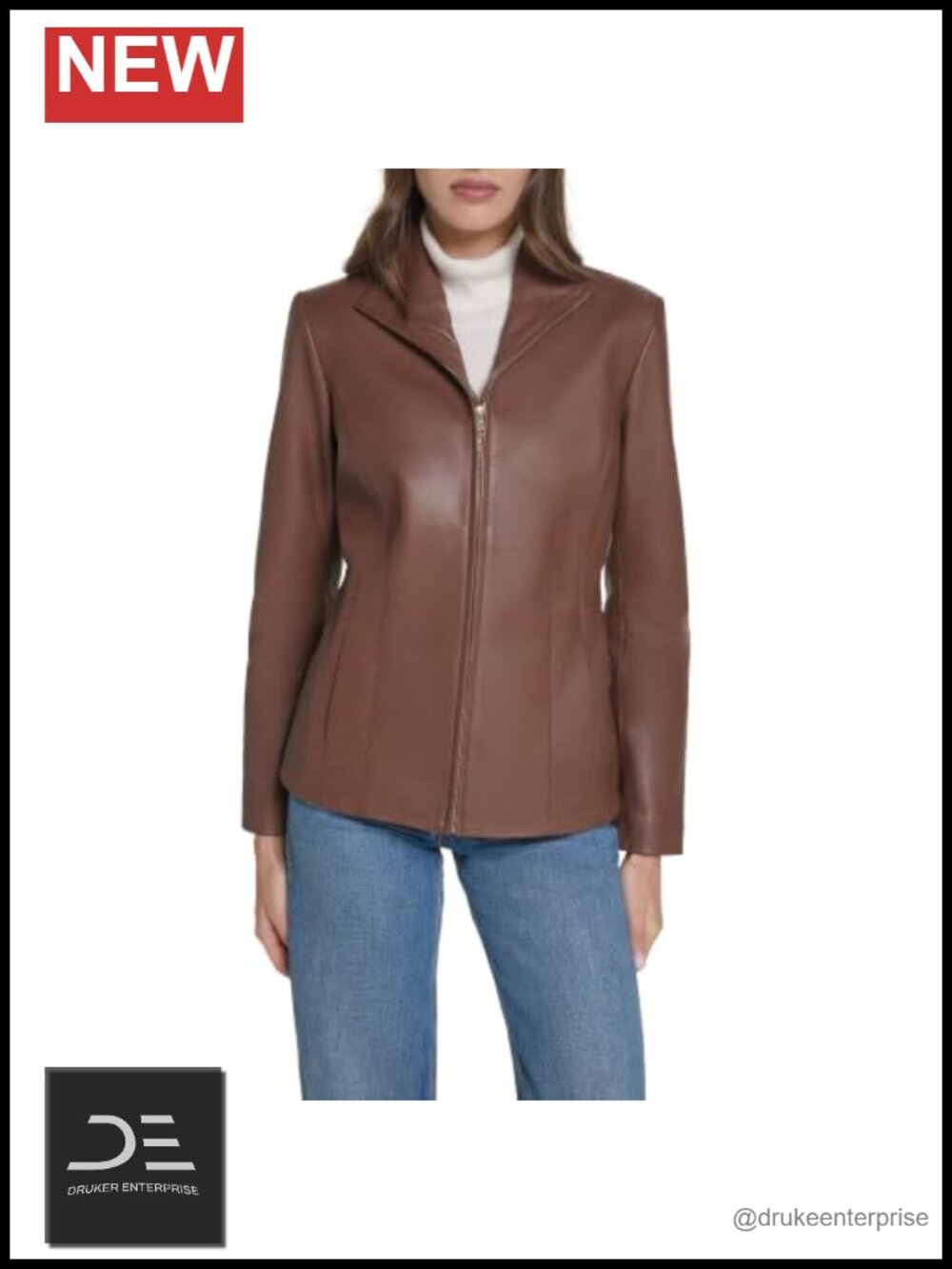 Wing Collar 100% Lambskin Leather Jacket Tailored Fit Long Sleeve Casual